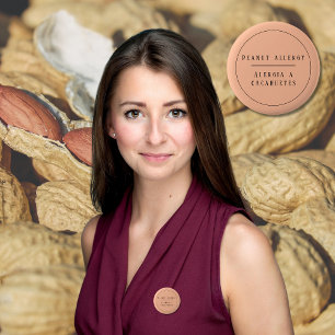 Badge Rond 5 Cm Peach Bilinguical Peanut Allergy Alert Espagnol