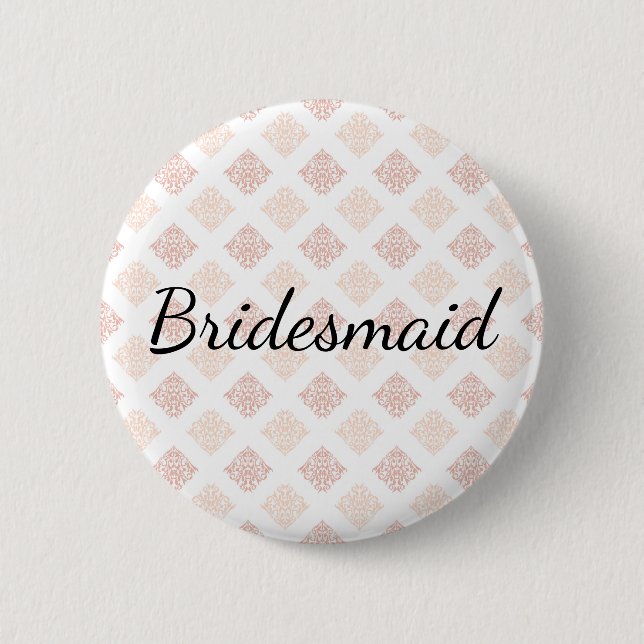 Badge Rond 5 Cm Peach Blush Damask (Devant)