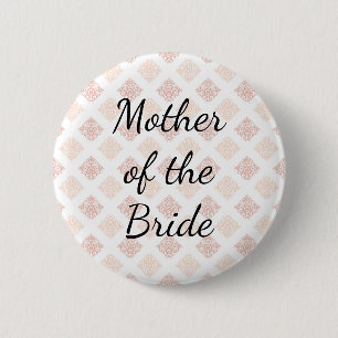 Badge Rond 5 Cm Peach Blush Damask Mère de la mariée