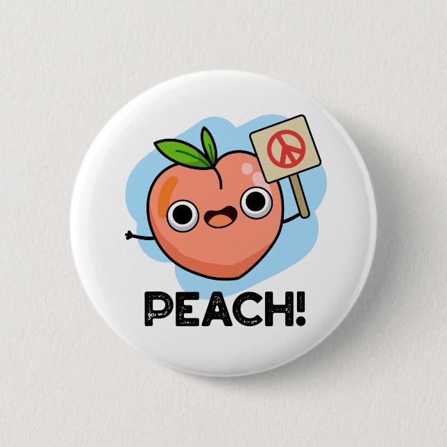 Badge Rond 5 Cm Peach Funky Peace Fruit Pun (Devant)
