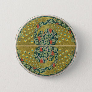 Badge Rond 5 Cm Peacock Art Nouveau Style rond design complexe