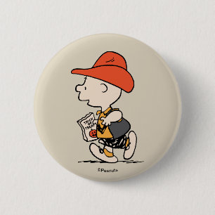 Badge Rond 5 Cm Peanuts Charlie Brown Cowboy Halloween