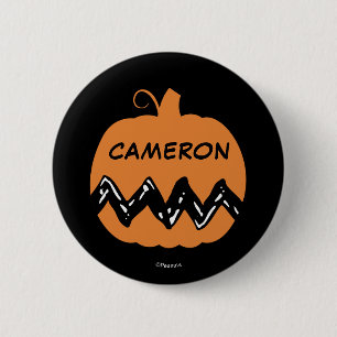 Badge Rond 5 Cm Peanuts   Charlie Brown Orange Pumpkin