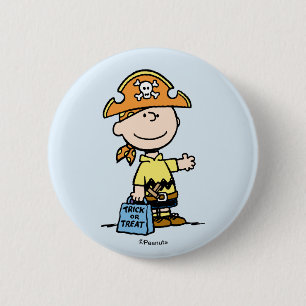 Badge Rond 5 Cm Peanuts Charlie Brown Pirate Halloween