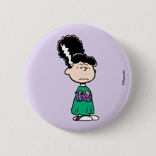 Badge Rond 5 Cm Peanuts Lucy Mariée de Frankenstein Halloween