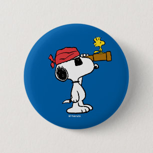Badge Rond 5 Cm Peanuts   Pirate Snoopy and Woodstock
