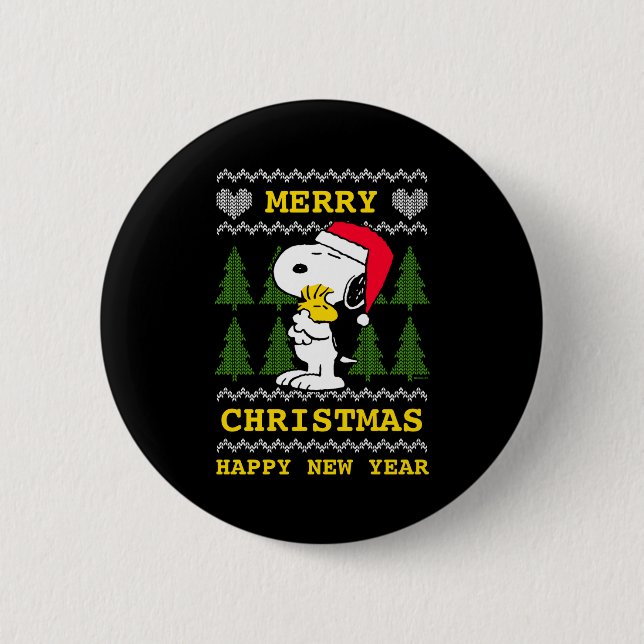 Badge Rond 5 Cm Peanuts Santa Claus Hug  (Devant)
