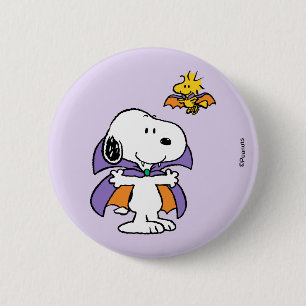 Badge Rond 5 Cm Peanuts Snoopy Woodstock Vampire Halloween