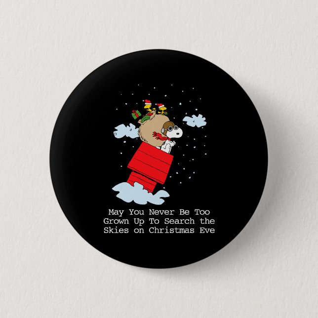 Badge Rond 5 Cm Peanuts The Flying Ace At Christmas  (Devant)
