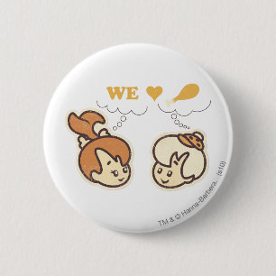 Badge Rond 5 Cm PEBBLES™ et Bam Bam Love Food