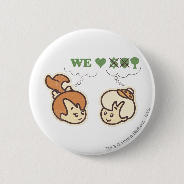 Badge Rond 5 Cm PEBBLES™ et Bam Bam Love Nature (Devant)