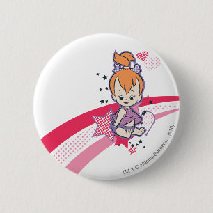 Badge Rond 5 Cm PEBBLES™ sur l'arc-en-ciel rose