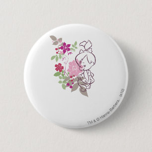 Badge Rond 5 Cm PEBBLES™ Un Cutie Dans Les Fleurs