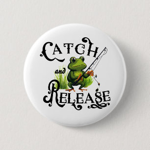 Badge Rond 5 Cm Pêche à la grenouille avec remise à l'eau Patch