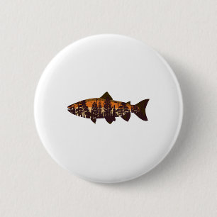 Badge Rond 5 Cm Pêche à la mouche de la truite Forêt Nature Faune 
