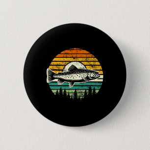Badge Rond 5 Cm Pêche à la mouche de truite extérieur forêt nature