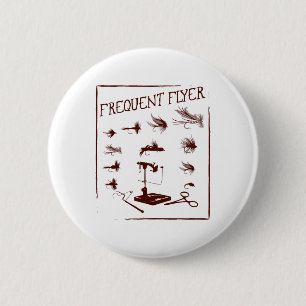 Badge Rond 5 Cm Pêche à la mouche nouage drôle pêcheur Noël père