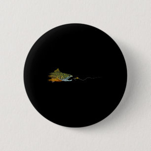 Badge Rond 5 Cm Pêche à la mouche truite brune sèche montage mouch