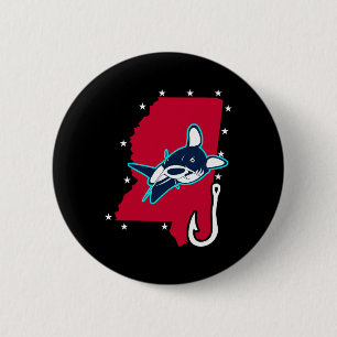 Badge Rond 5 Cm Pêche à la pêche Mississippi Drapeau Pêche bâton T
