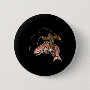 Badge Rond 5 Cm Pêche à la redfish à la chasse au Bigfoot Pêcheurs