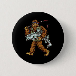 Badge Rond 5 Cm Pêche à l'achigan Bigfoot B rayé Pêcheurs
