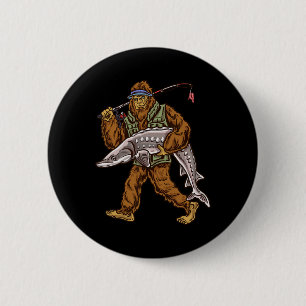 Badge Rond 5 Cm Pêche à l'esturgeon Bigfoot Pêcheurs