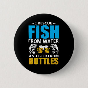 Badge Rond 5 Cm Pêche Art Je Secourt Du Poisson À Partir De L'Eau