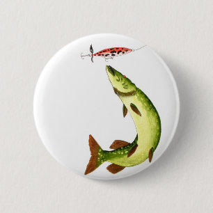 Badge Rond 5 Cm Pêche au brochet