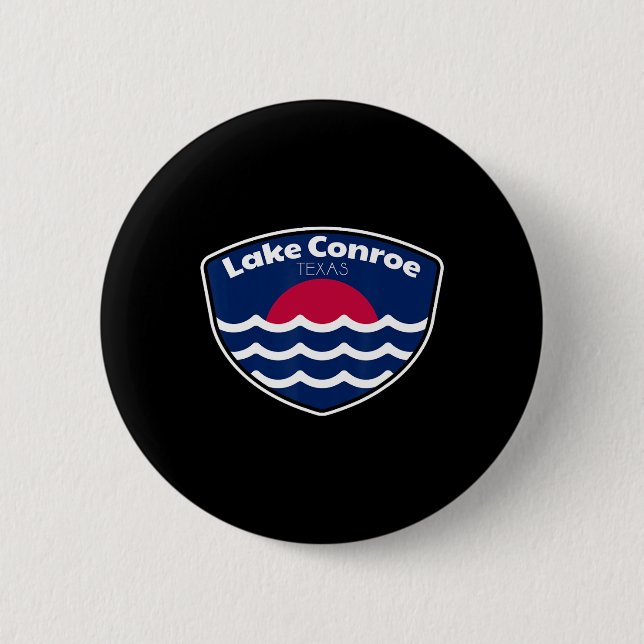 Badge Rond 5 Cm Pêche au lac Conroe Texas  (Devant)