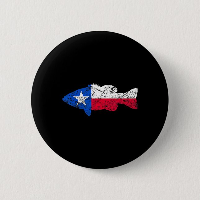 Badge Rond 5 Cm Pêche au petit bouche Texas Flag  (Devant)