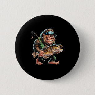 Badge Rond 5 Cm Pêche au poisson-chat Bigfoot Sasquatch Pêche aux