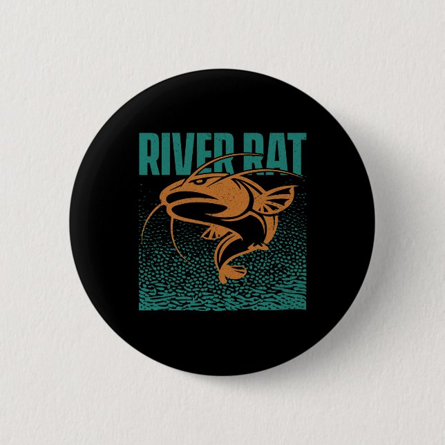 Badge Rond 5 Cm Pêche au poisson-chat - Pêche au silure dans la ri (Devant)