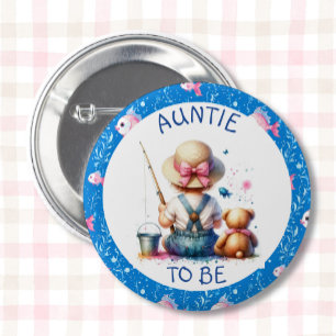 Badge Rond 5 Cm Pêche Baby shower de fille à thème   Tante