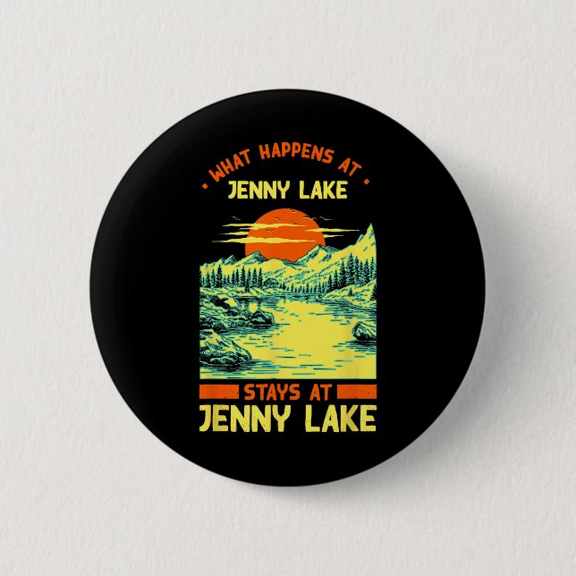 Badge Rond 5 Cm Pêche Bateau Camping Lac Vacation Jenny Lake (Devant)
