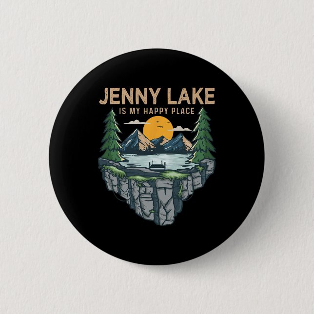 Badge Rond 5 Cm Pêche Bateau Camping - My Happy Place Jenny Lak (Devant)
