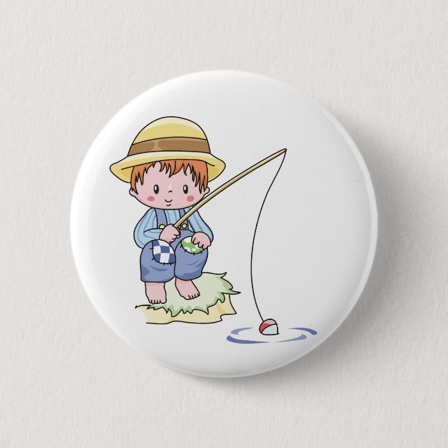 Badge Rond 5 Cm Pêche bleue de garçon (Devant)