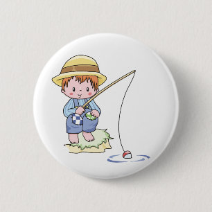 Badge Rond 5 Cm Pêche bleue de garçon
