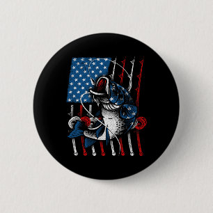 Badge Rond 5 Cm Pêche Cool Pour Hommes Femmes Drapeau Américain Us