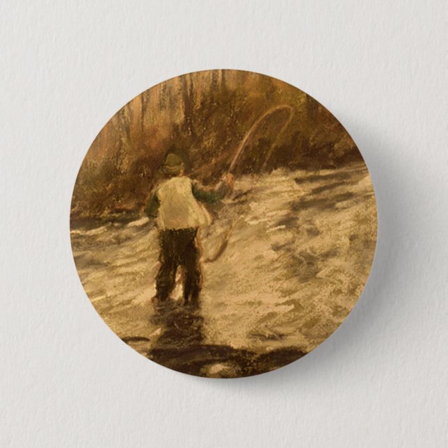 Badge Rond 5 Cm Pêche de mouche (Devant)
