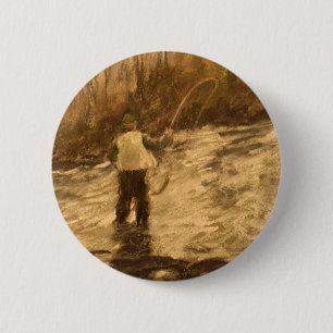 Badge Rond 5 Cm Pêche de mouche