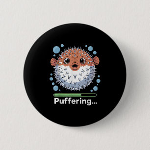 Badge Rond 5 Cm Pêche de poissons mignons au poisson-globe souffla