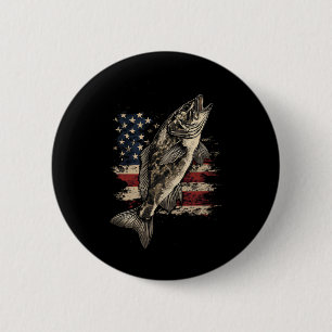Badge Rond 5 Cm Pêche Drapeau Américain B Poisson Hommes Femmes Pê