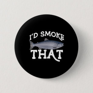 Badge Rond 5 Cm Pêche drôle de saumon Coho en eau salée eau douce