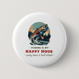 Badge Rond 5 Cm Pêche drôle est mon moment heureux pour les pêcheu