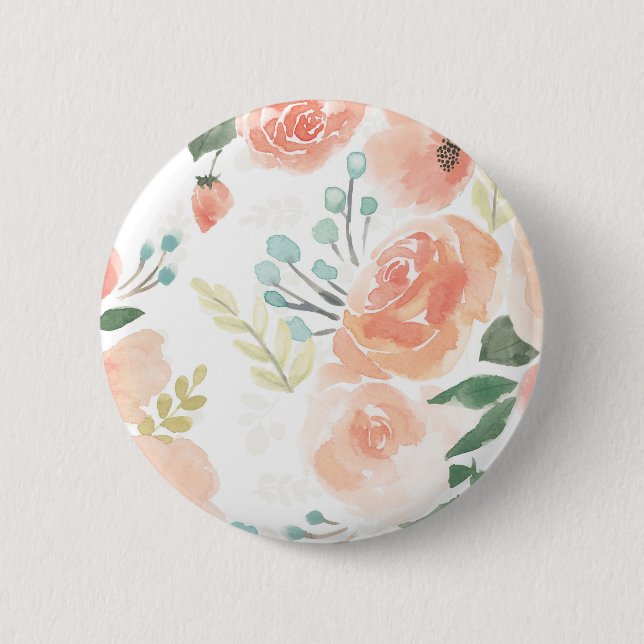 Badge Rond 5 Cm Pêche en pastel de floraison du plaisir | (Devant)