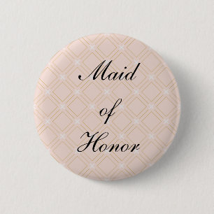 Badge Rond 5 Cm Pêche pastel et géométrique or fait pour l'honneur