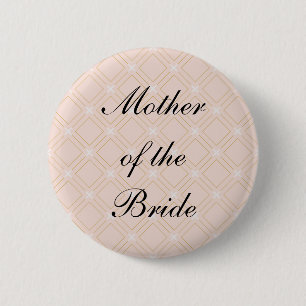 Badge Rond 5 Cm Pêche pastel et géométrique orMère de la mariée