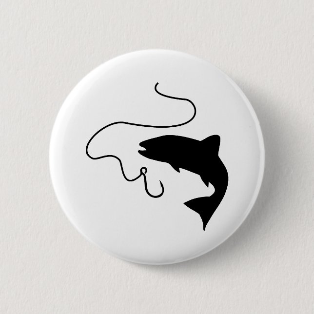 Badge Rond 5 Cm Pêche, poisson et hameçon (Devant)