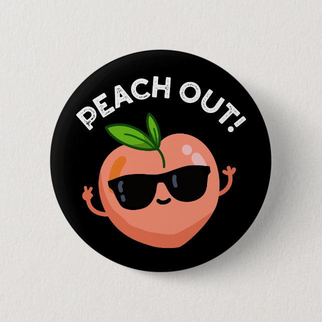 Badge Rond 5 Cm Pêcher Funky Fruit Pun Dark BG (Devant)