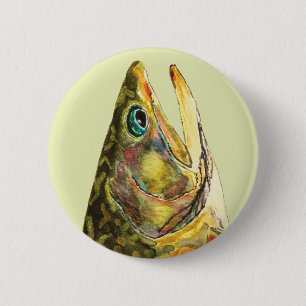 Badge Rond 5 Cm Pêcheur de truite de Brook